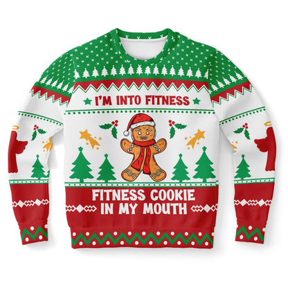 I'm into Fitness Cookie in My Mouth - Funny Workout Gym Ugly Christmas Sweater (Sweatshirt) XS