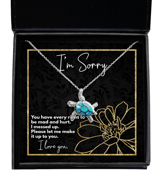 I'm Sorry Gifts - I Messed Up, Let Me Make It Up to You - Opal Turtle Necklace for Apology - Jewelry Gift for Forgiveness
