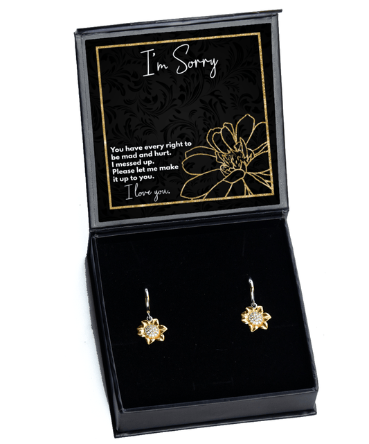 I'm Sorry Gifts - I Messed Up, Let Me Make It Up to You - Sunflower Earrings for Apology - Jewelry Gift for Forgiveness