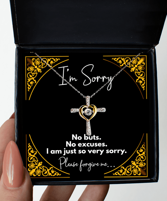 I'm Sorry Gifts - No Buts No Excuses I'm Just So Very Sorry - Cross Necklace for Apology - Jewelry Gift for Groveling