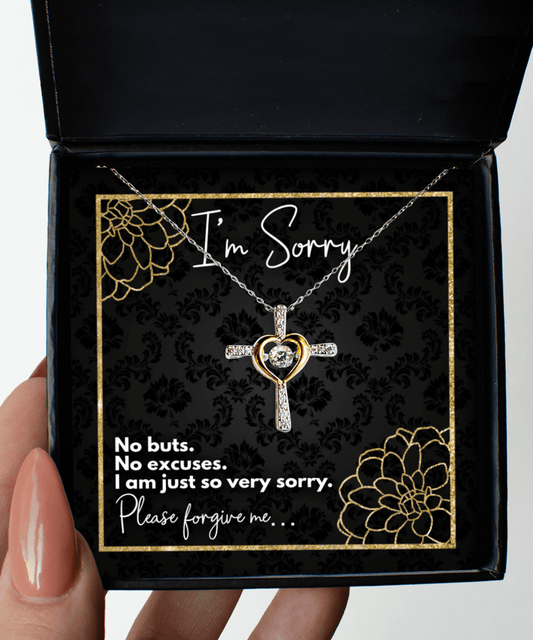 I'm Sorry Gifts - No Buts No Excuses, I'm Just So Very Sorry - Cross Necklace for Apology - Jewelry Gift for Groveling