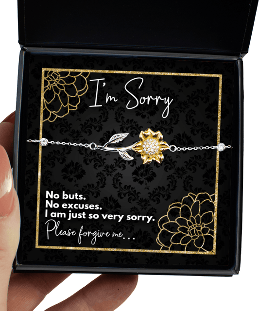 I'm Sorry Gifts - No Buts No Excuses, I'm Just So Very Sorry - Sunflower Bracelet for Apology - Jewelry Gift for Groveling