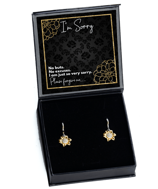 I'm Sorry Gifts - No Buts No Excuses, I'm Just So Very Sorry - Sunflower Earrings for Apology - Jewelry Gift for Groveling