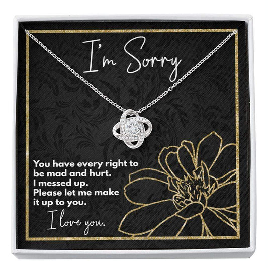 I'm Sorry Necklace, Apology Jewelry, Please Forgive Me, I Love You, Love Knot Necklace Standard Box