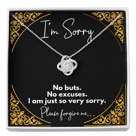I'm Sorry Necklace, Apology Jewelry, Please Forgive Me, Love Knot Necklace Standard Box