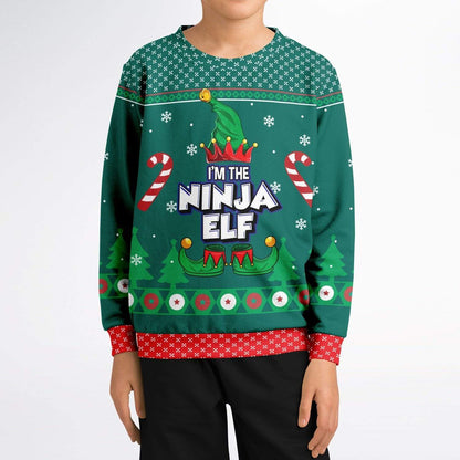 I'm the Ninja Elf - Funny Kids/Youth Ugly Christmas Sweater (Sweatshirt)