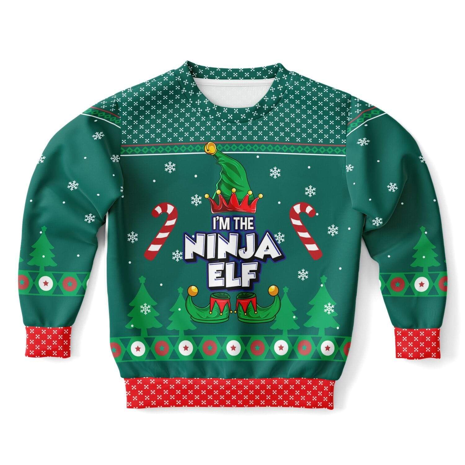 I'm the Ninja Elf - Funny Kids/Youth Ugly Christmas Sweater (Sweatshirt) XXS