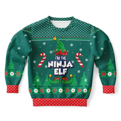 I'm the Ninja Elf - Funny Kids/Youth Ugly Christmas Sweater (Sweatshirt) XXS