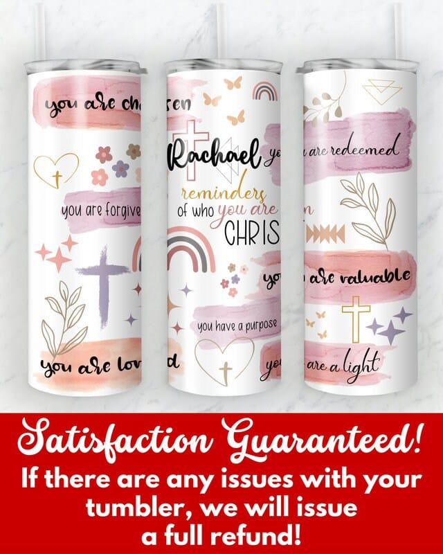 Personalized Christian Affirmations Tumbler, Religious Gift for Christians, Custom Confirmation Gift, Bible Affirmations 20oz Skinny Tumbler