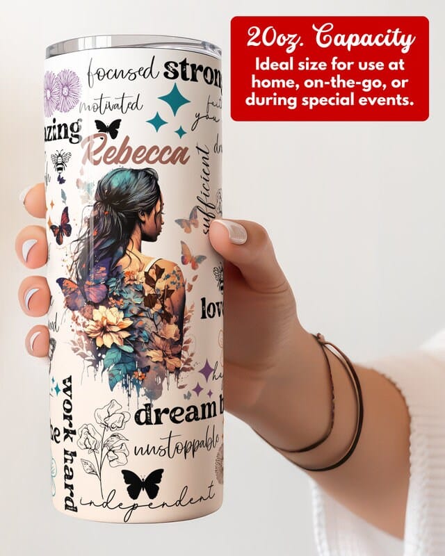 Personalized Positive Affirmations Tumbler, Motivational Gift for Women, Custom Positive Travel Mug, Inspirational Mental Health Anxiety Cup