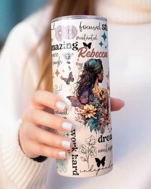 Personalized Positive Affirmations Tumbler, Motivational Gift for Women, Custom Positive Travel Mug, Inspirational Mental Health Anxiety Cup