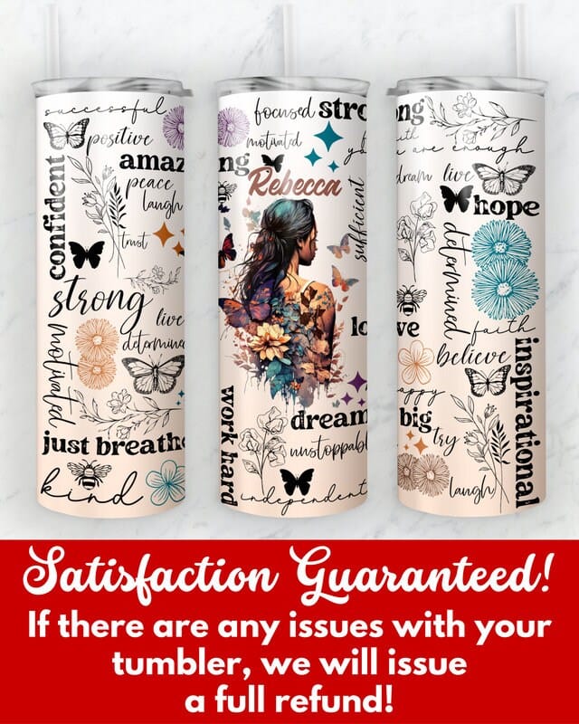 Personalized Positive Affirmations Tumbler, Motivational Gift for Women, Custom Positive Travel Mug, Inspirational Mental Health Anxiety Cup