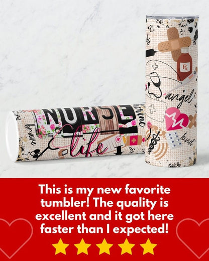 Personalized Nurse Tumbler, Funny Custom Gift for Nursing Student Graduation, Nurse Life 20oz Skinny Tumbler Cup, Nurse Appreciation Gift