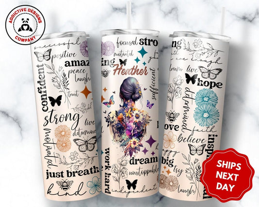 Personalized Positive Affirmations Tumbler, Custom Motivational Gift for Women, Positive Travel Mug, Inspirational Mental Health Anxiety Cup