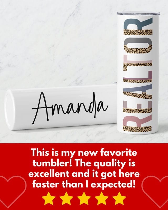 Personalized Realtor Tumbler, Customized Closing Gift for Realtor, Real Estate Agent Appreciation Gift, Custom Realtor 20oz Skinny Tumbler