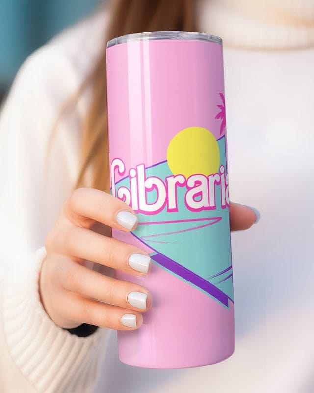 Personalized Librarian Tumbler, 20oz Skinny Tumbler Gift for Librarian, School Librarian Gift, Custom Librarian to Go Cup Mug