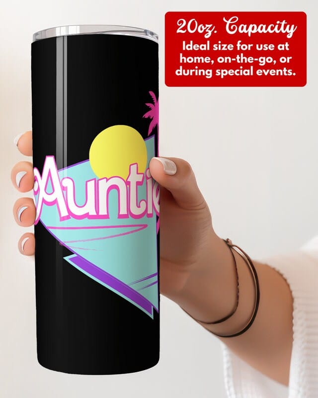 Personalized Auntie Tumbler, 20oz Skinny Tumbler Gift for Aunt, Pregnancy Announcement, Custom Auntie to go Cup Mug