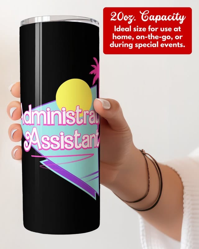 Personalized Administrative Assistant Tumbler, 20oz Skinny Tumbler Gift for Admin Assistant Squad, Best Secretary Receptionist to Go Cup Mug
