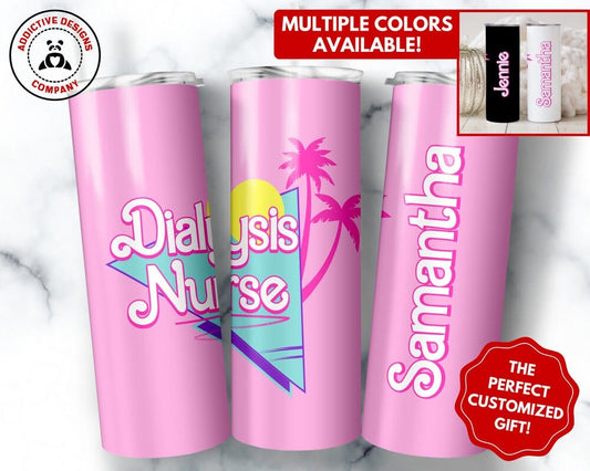 Personalized Dialysis Nurse Tumbler, 20oz Skinny Tumbler Gift for Dialysis Nurse, Custom Dialysis Nurse to Go Cup Mug, Nephrology Nurse Week