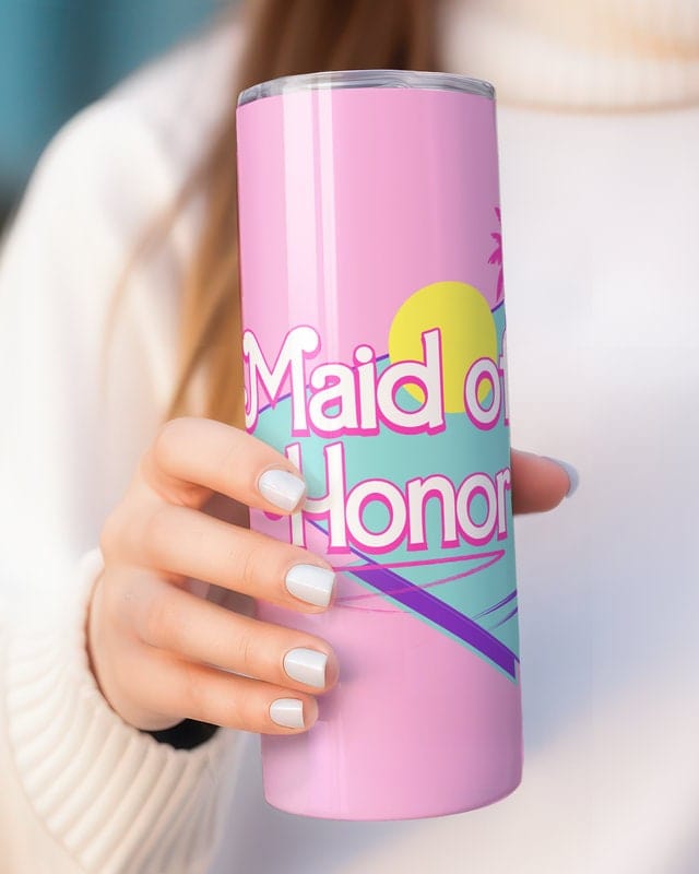 Personalized Maid of Honor Tumbler, 20oz Skinny Tumbler Gift for Maid of Honor, Bridesmaid Proposal Gift, Custom Bridal Party to Go Cup Mug