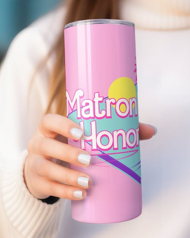 Personalized Matron of Honor Tumbler, 20oz Skinny Tumbler Gift for Matron of Honor, Bridesmaid Proposal Gift, Custom Bridal Party Cup Mug