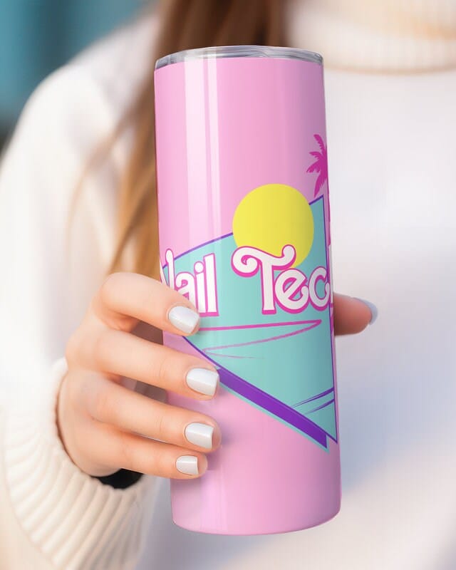 Personalized Nail Tech Tumbler, 20oz Skinny Tumbler Gift for Nail Technician, Manicurist Gift, Custom Nail Artist to Go Cup Mug
