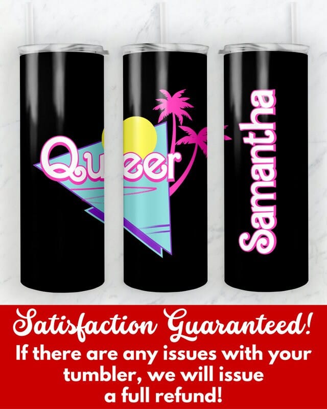 Personalized Queer Tumbler, 20oz Skinny Tumbler Gift for LGBTQ, Gay Pride Support, Custom Pride Month to Go Cup Mug