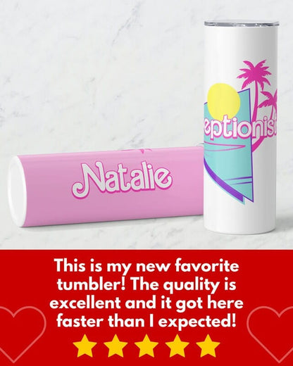 Personalized Receptionist Tumbler, Skinny Tumbler Gift for Receptionist, Front Office Squad Gift, Custom School Secretary to Go Cup Mug