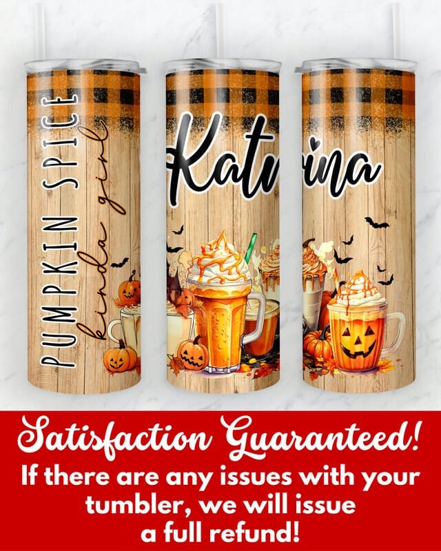 Personalized Fall Tumbler, Pumpkin Spice Kinda Girl Tumbler, Cute Autumn Season Gift, Fall Vibes Thanksgiving Cup, Pumpkin Spice Lover