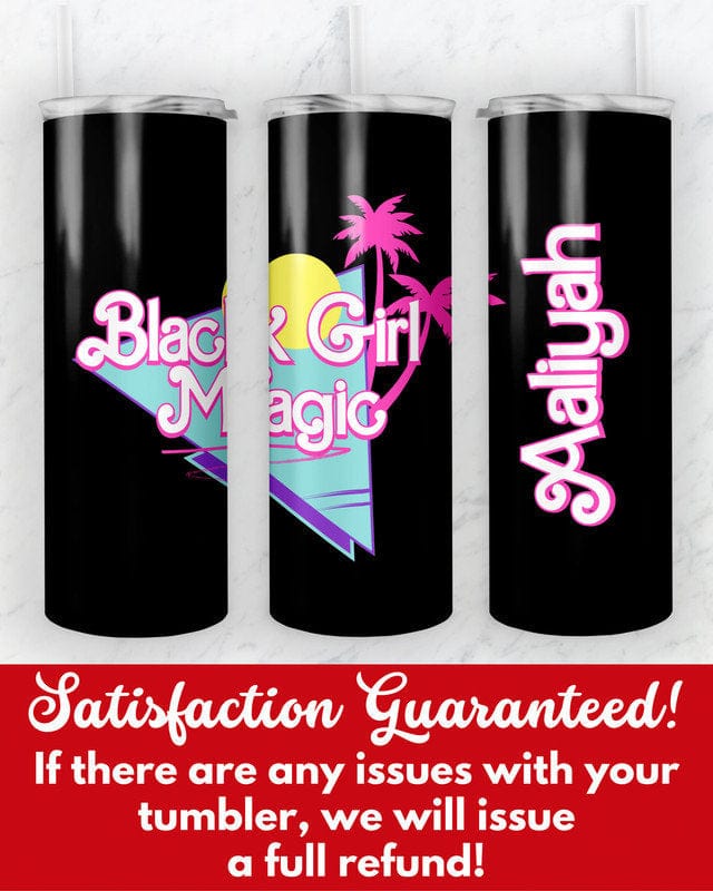 Personalized Black Girl Magic Tumbler, 20oz Skinny Tumbler Gift for African American Women, Custom Little Black Girl Mug Cup Gifts