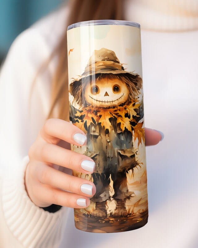 Personalized Kids Halloween Tumbler, Cute Scarecrow Kids Tumbler, Funny Halloween Gift for Children, Custom Trick or Treat Mug Cup