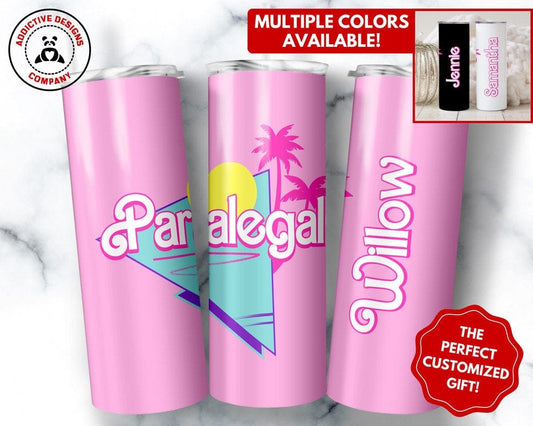 Personalized Paralegal Tumbler, 20oz Skinny Tumbler Gift for Paralegal Appreciation, Custom Paralegal Cup, Cute Paralegal Mug Gifts
