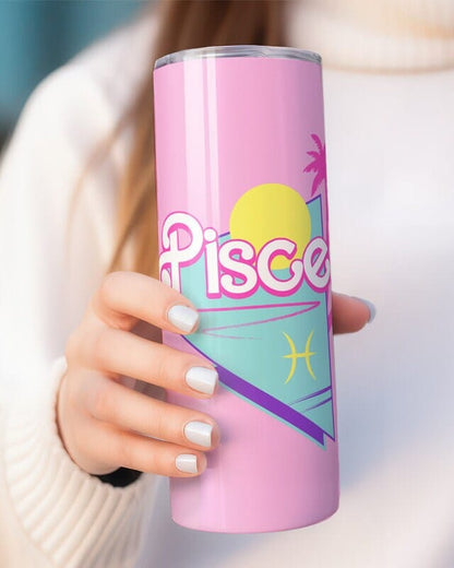 Personalized Pisces Tumbler, Skinny Tumbler Gift for Pisces Birthday, Custom Pisces Astrology Zodiac Sign Mug, February March Birthday Cup
