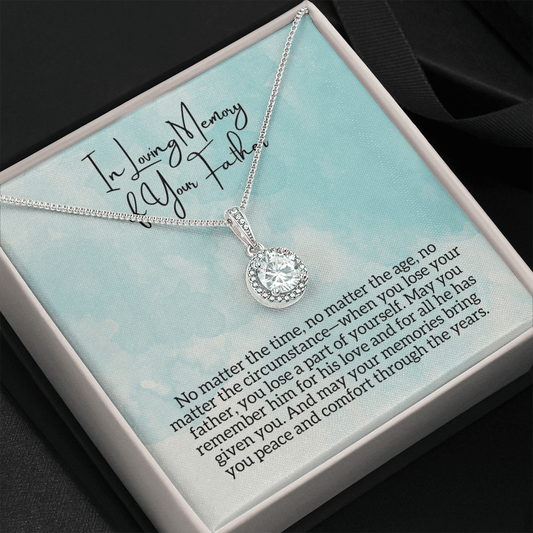 In Loving Memory of Your Father Remembrance Sympathy Necklace - Bereavement Gift for Loss of Dad - Memorial, Death Condolences