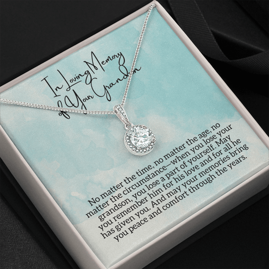 In Loving Memory of Your Grandson Remembrance Sympathy Necklace - Bereavement Gift for Loss of Grandchild - Memorial, Death Condolences