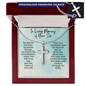 In Loving Memory of Your Son Cross Necklace - Personalized Memorial Bereavement Sympathy Gift for Death of Son Mahogany Style Luxury Box (w/LED)