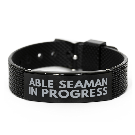 Inspirational Able Seaman Black Shark Mesh Bracelet, Able Seaman In Progress, Best Graduation Gifts for Students