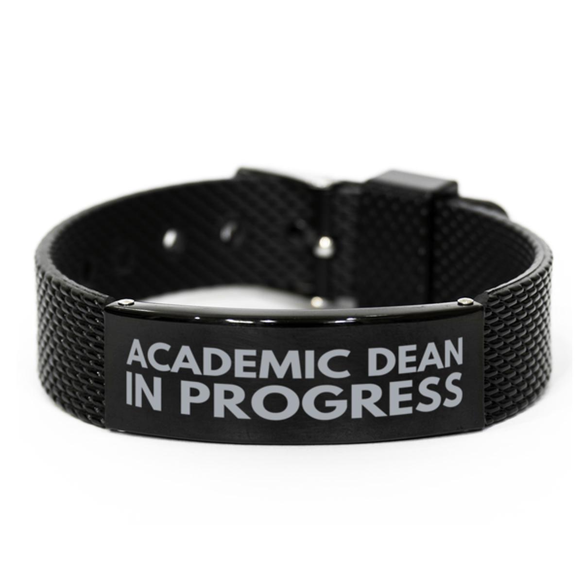 Inspirational Academic Dean Black Shark Mesh Bracelet, Academic Dean In Progress, Best Graduation Gifts for Students
