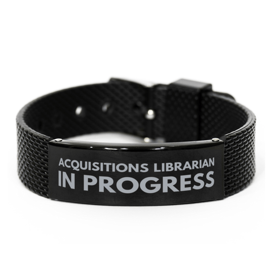 Inspirational Acquisitions Librarian Black Shark Mesh Bracelet, Acquisitions Librarian In Progress, Best Graduation Gifts for Students