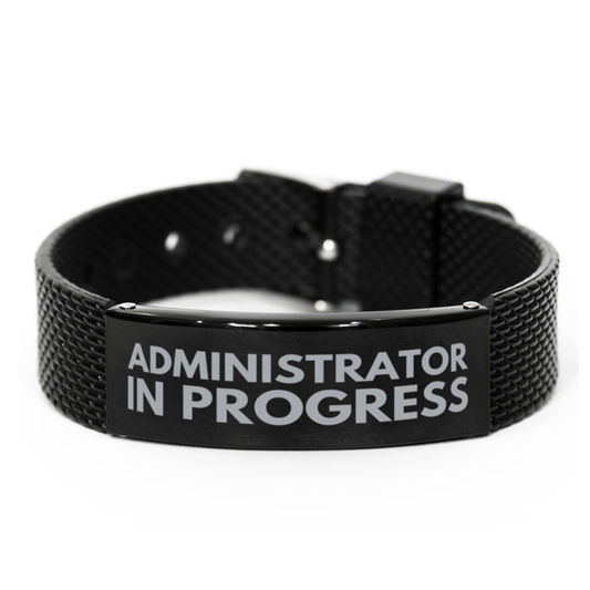 Inspirational Administrator Black Shark Mesh Bracelet, Administrator In Progress, Best Graduation Gifts for Students