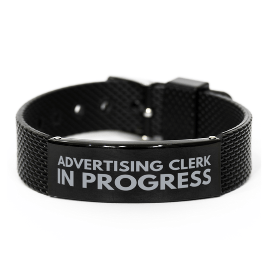 Inspirational Advertising Clerk Black Shark Mesh Bracelet, Advertising Clerk In Progress, Best Graduation Gifts for Students