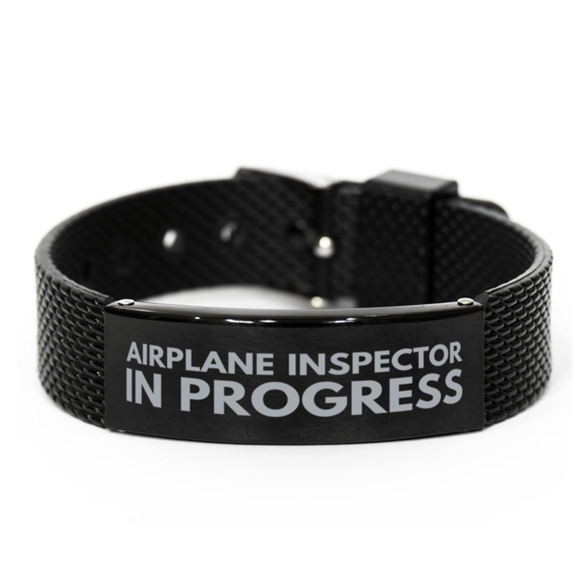 Inspirational Airplane Inspector Black Shark Mesh Bracelet, Airplane Inspector In Progress, Best Graduation Gifts for Students
