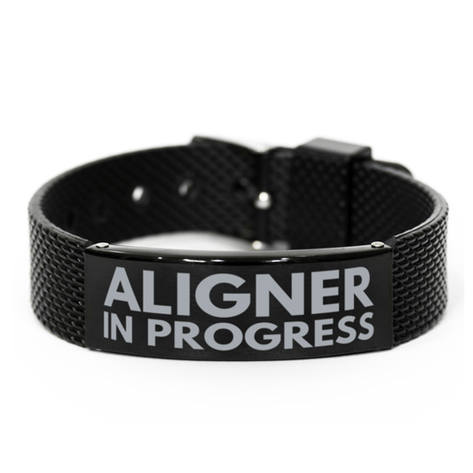 Inspirational Aligner Black Shark Mesh Bracelet, Aligner In Progress, Best Graduation Gifts for Students