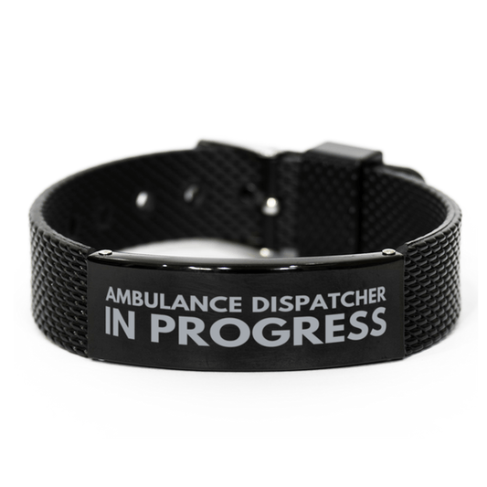 Inspirational Ambulance Dispatcher Black Shark Mesh Bracelet, Ambulance Dispatcher In Progress, Best Graduation Gifts for Students