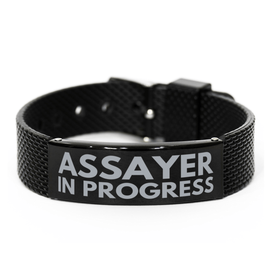 Inspirational Assayer Black Shark Mesh Bracelet, Assayer In Progress, Best Graduation Gifts for Students