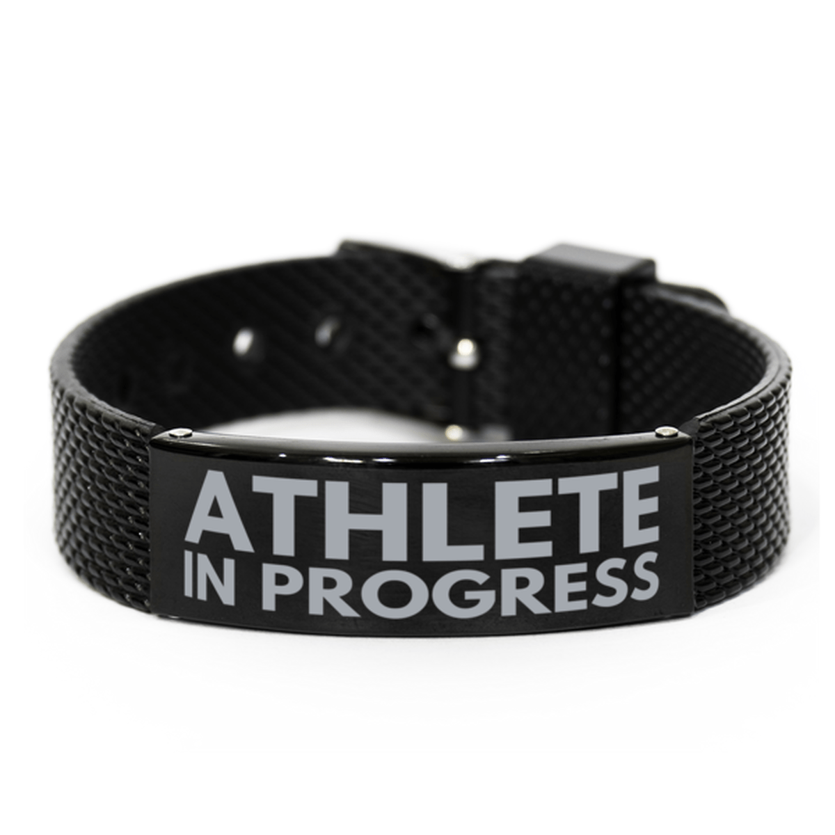 Inspirational Athlete Black Shark Mesh Bracelet, Athlete In Progress, Best Graduation Gifts for Students