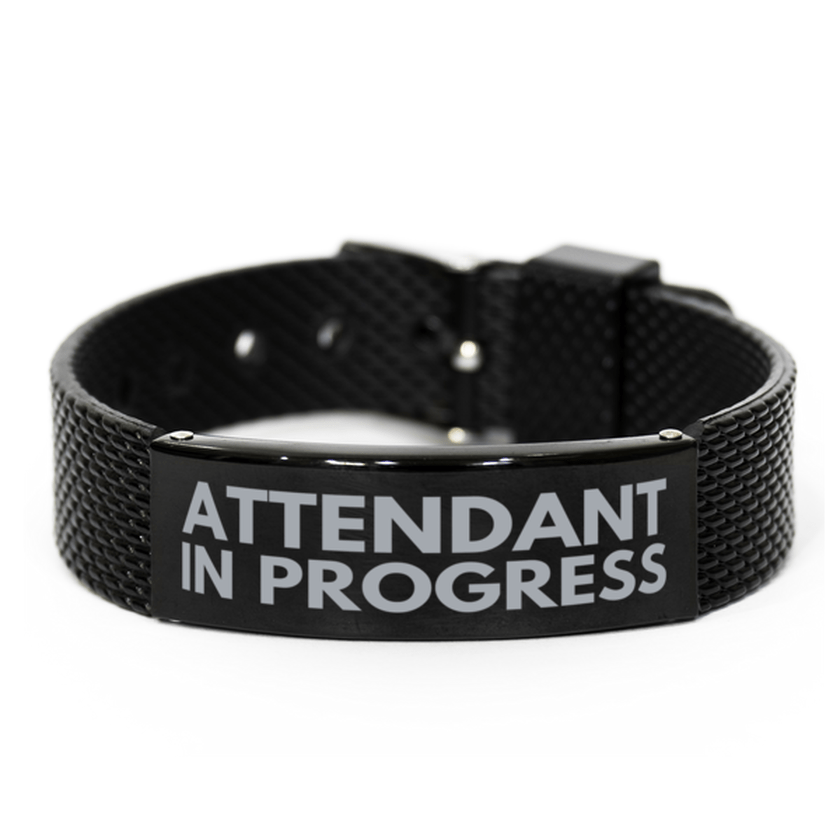 Inspirational Attendant Black Shark Mesh Bracelet, Attendant In Progress, Best Graduation Gifts for Students