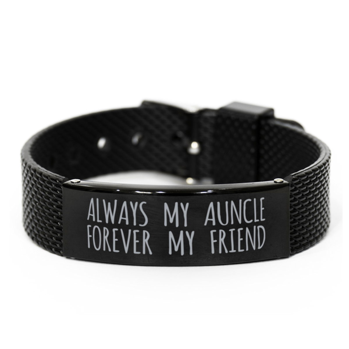 Inspirational Auncle Black Shark Mesh Bracelet, Always My Auncle Forever My Friend, Best Birthday Gifts for Family Friends