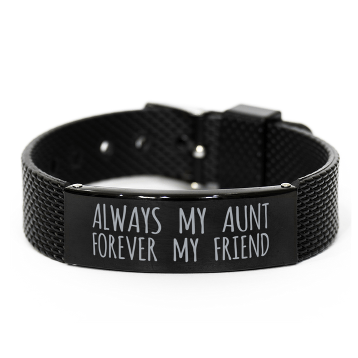 Inspirational Aunt Black Shark Mesh Bracelet, Always My Aunt Forever My Friend, Best Birthday Gifts for Family Friends