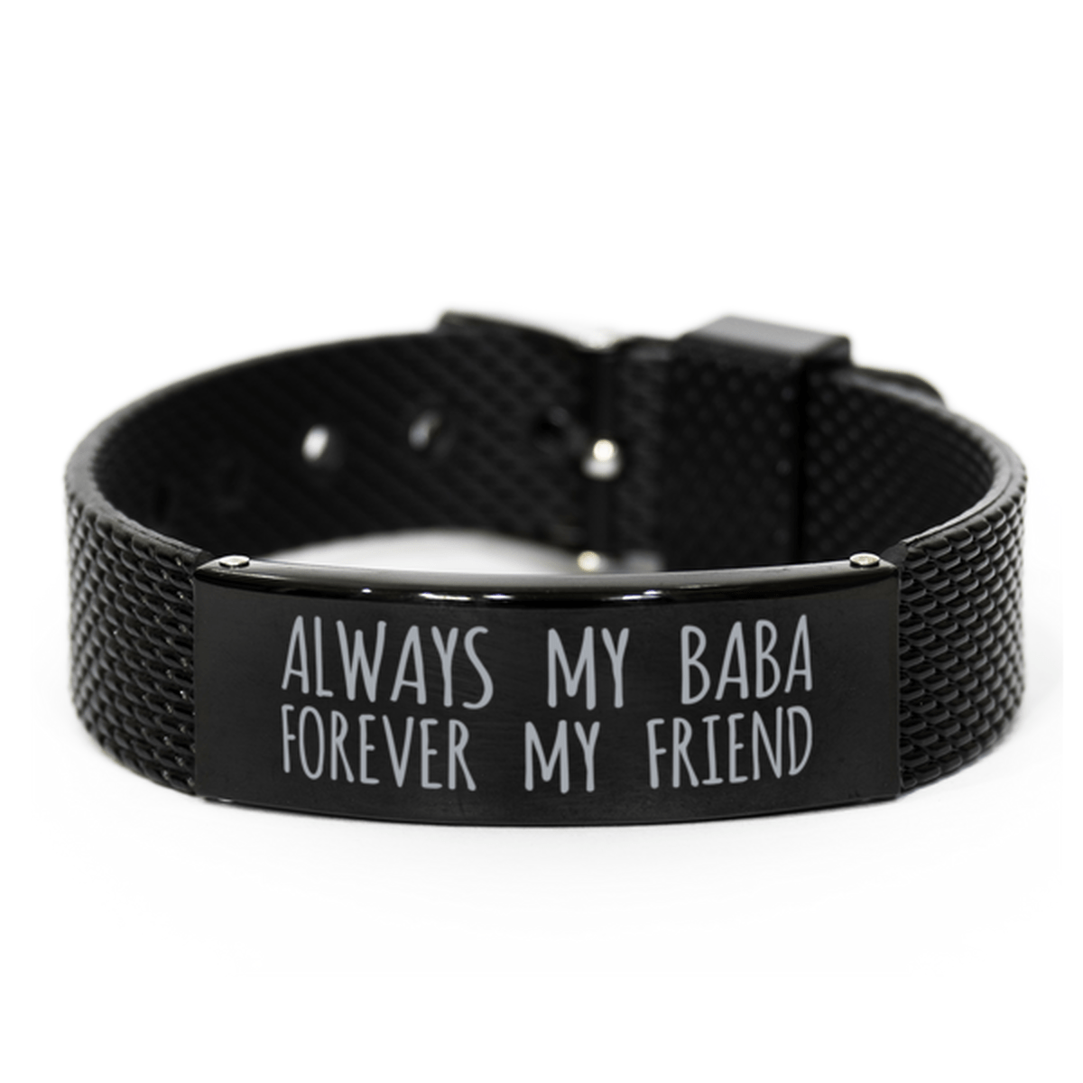 Inspirational Baba Black Shark Mesh Bracelet, Always My Baba Forever My Friend, Best Birthday Gifts for Family Friends